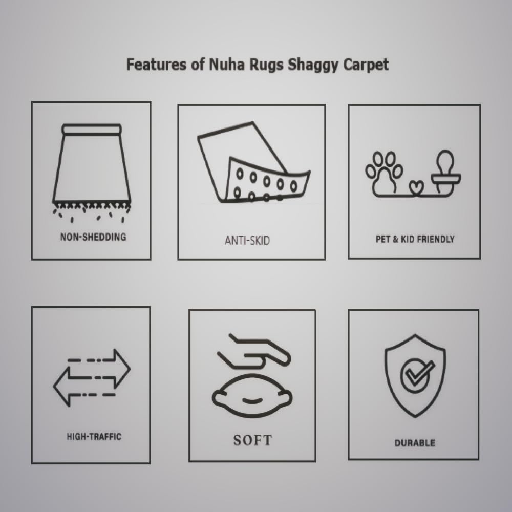 Handcrafted Super Soft Microfiber Shaggy Beige Moraccan Carpet Nuha Rugs