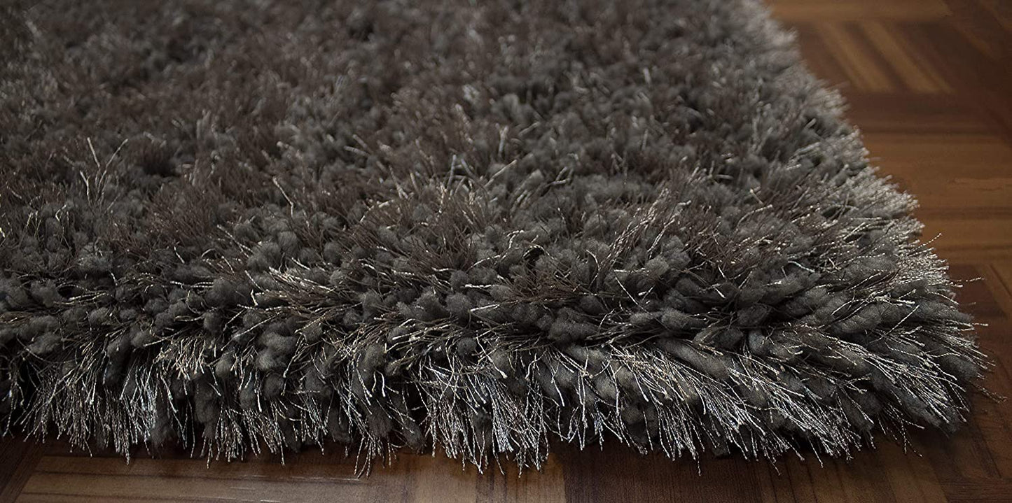 Handcrafted Super Soft Microfiber Shaggy Dark Grey Carpet Nuha Rugs