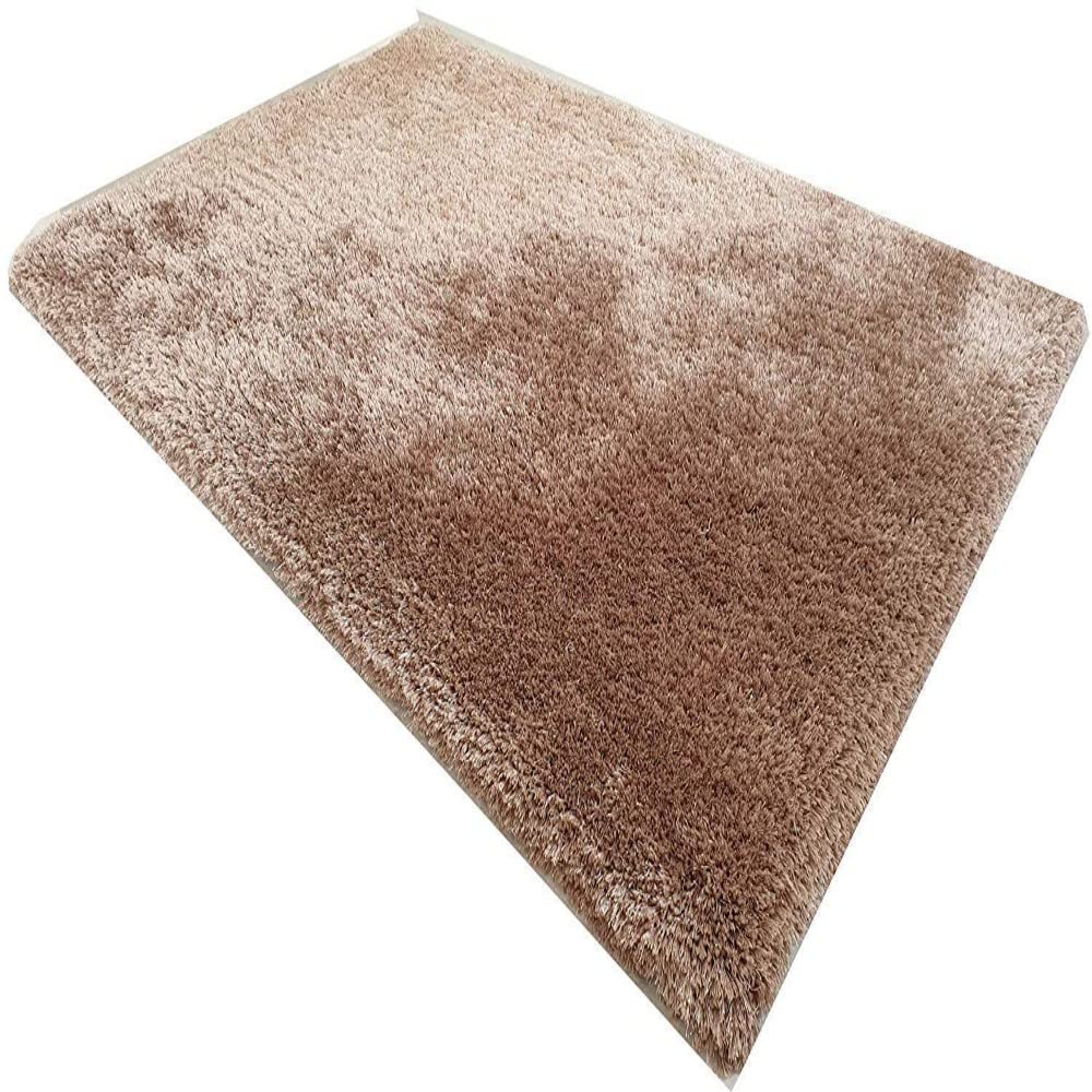 Handcrafted Super Soft Microfiber Shaggy Beige Carpet Nuha Rugs