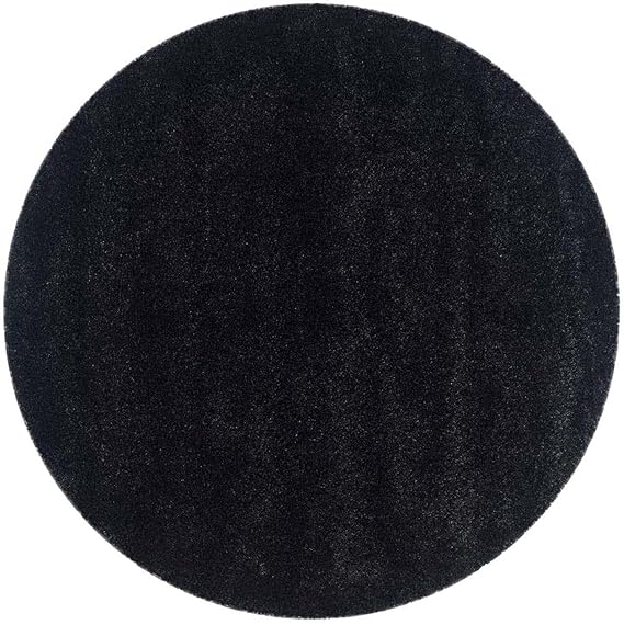 Handcrafted Super Soft Microfiber Shaggy Black Round Carpet Nuha Rugs