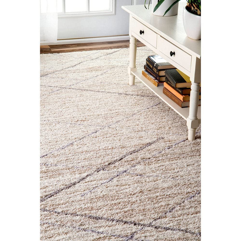 Handcrafted Super Soft Microfiber Shaggy Beige Ivory Cross Mixture Shape Carpet Nuha Rugs