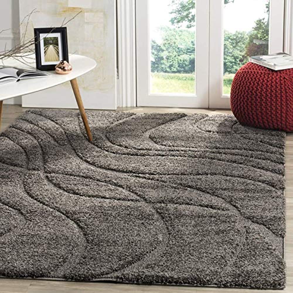 Handcrafted Super Soft Shaggy Grey Wave Carpet Nuha Rugs