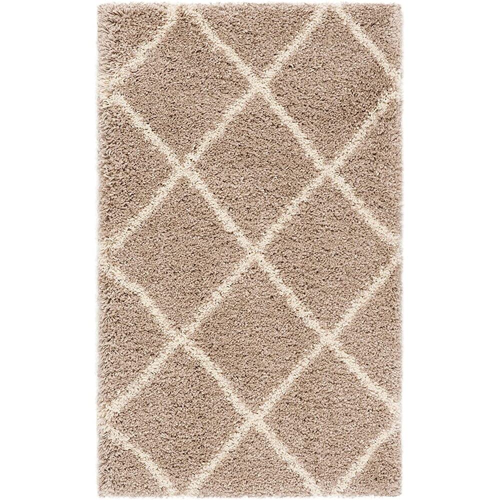 Handcrafted Super Soft Microfiber Shaggy Beige Ivory Carpet Nuha Rugs