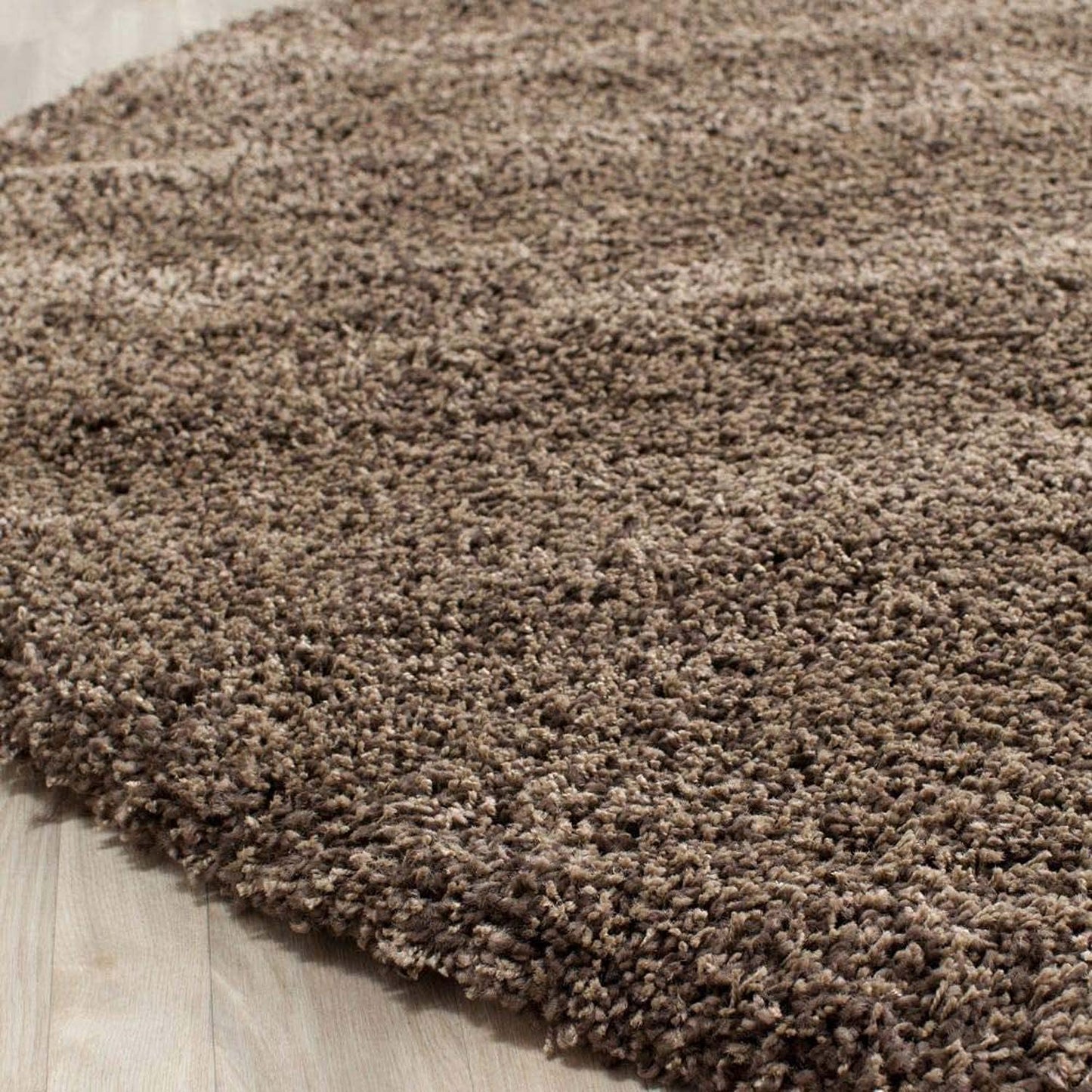 Handcrafted Super Soft Microfiber Shaggy Light Brown Round Carpet Nuha Rugs