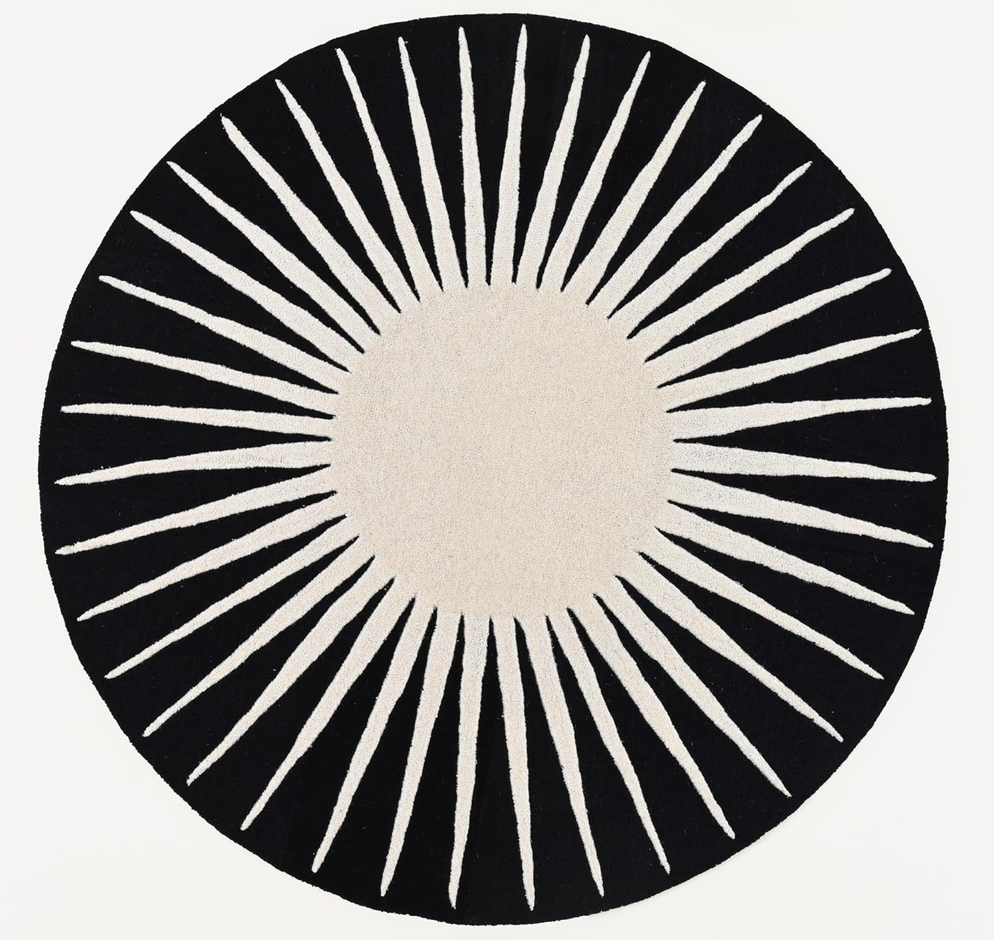 Black white Soft Round Rug Nuha Rugs