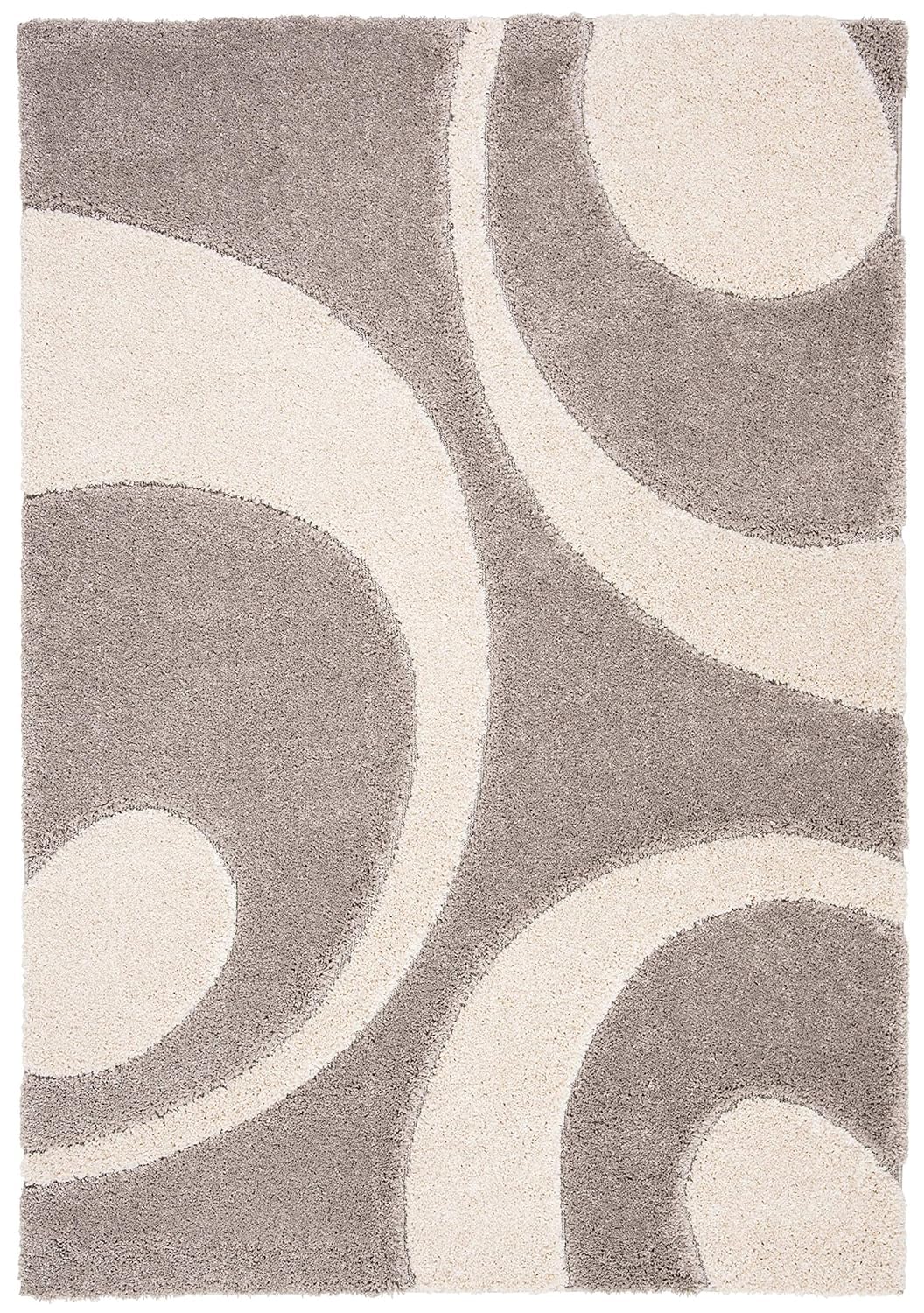 Handcrafted Super Soft Microfiber Shaggy Beige Ivory Half Oval Shape Carpet Nuha Rugs