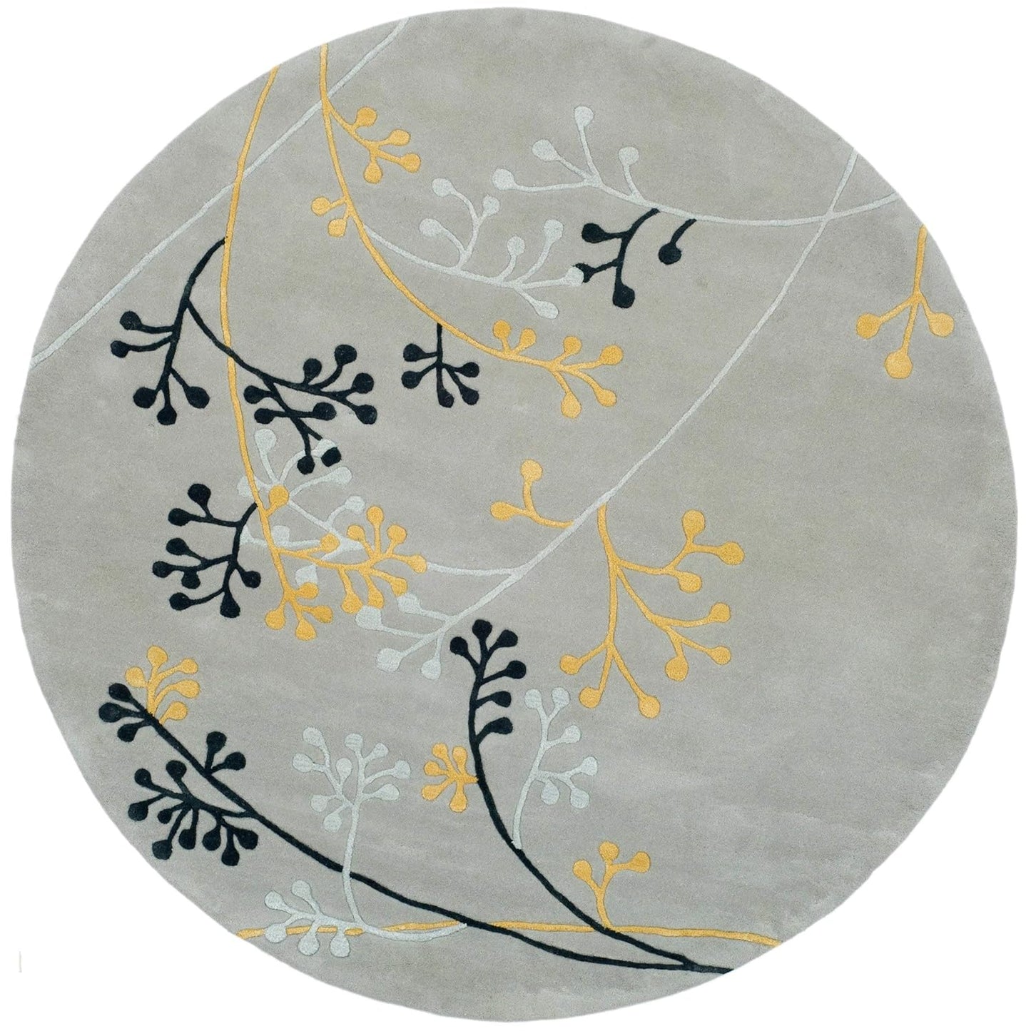 Grey Flower Round Rug Nuha Rugs
