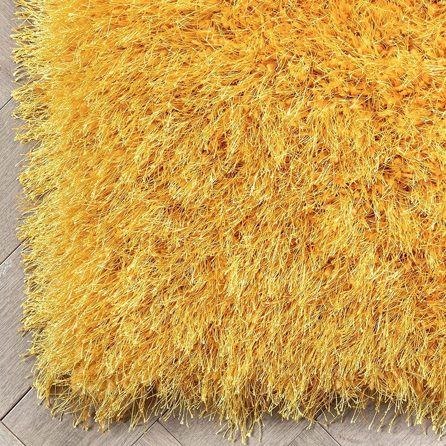 Handcrafted Super Soft Microfiber Shaggy Yellow Carpet Nuha Rugs
