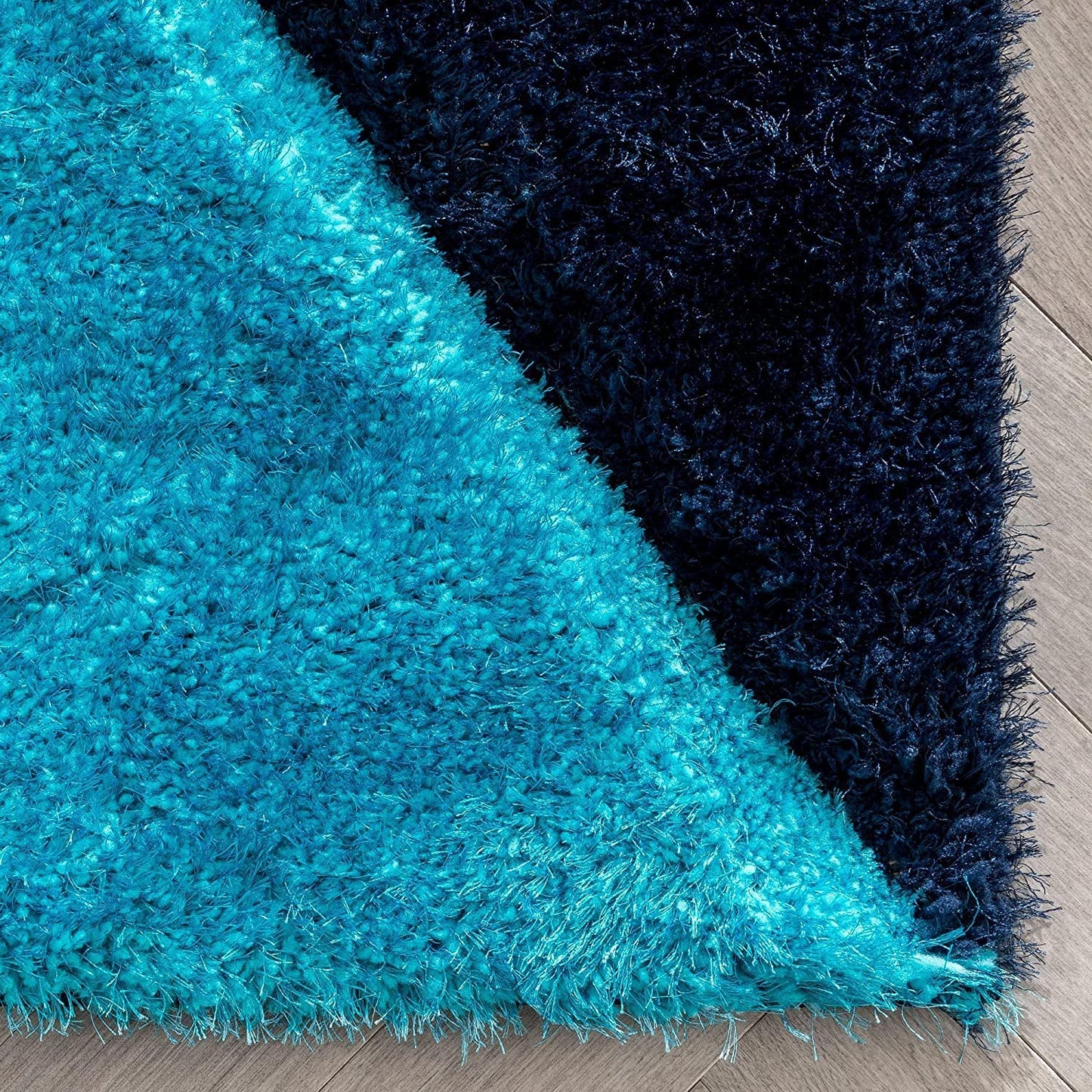 Handcrafted Super Soft Microfiber Shaggy Blue Turquoise Yellow Cross Shape Carpet Nuha Rugs