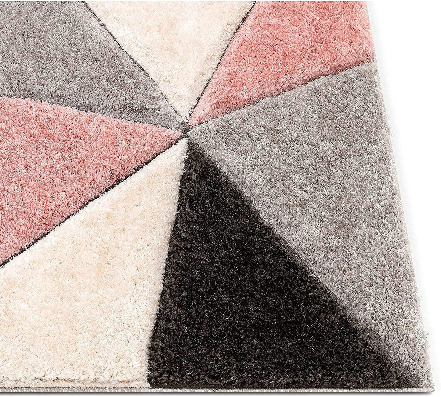 Handcrafted Super Soft Microfiber Shaggy Pink Black Silver Ivory Carpet Nuha Rugs