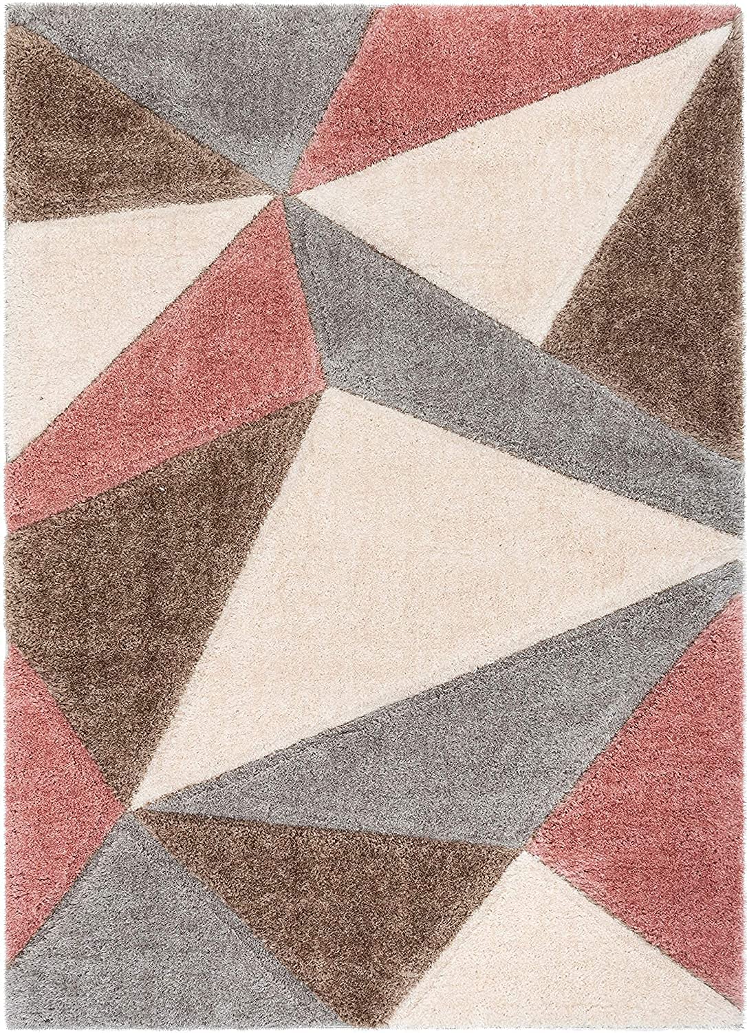 Handcrafted Super Soft Microfiber Shaggy Pink Silver Beige Ivory Carpet Nuha Rugs