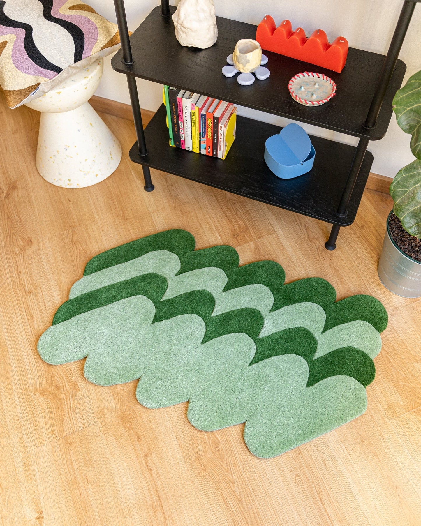 Olive green Irregular Rug Nuha Rugs