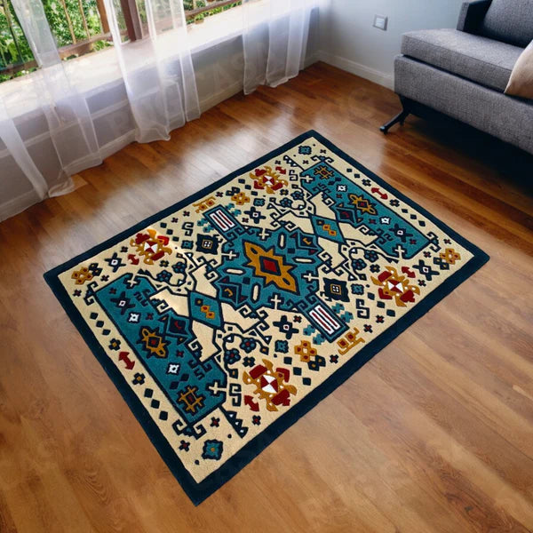 Blue Multi Hand Tufted Area Rug Nuha Rugs