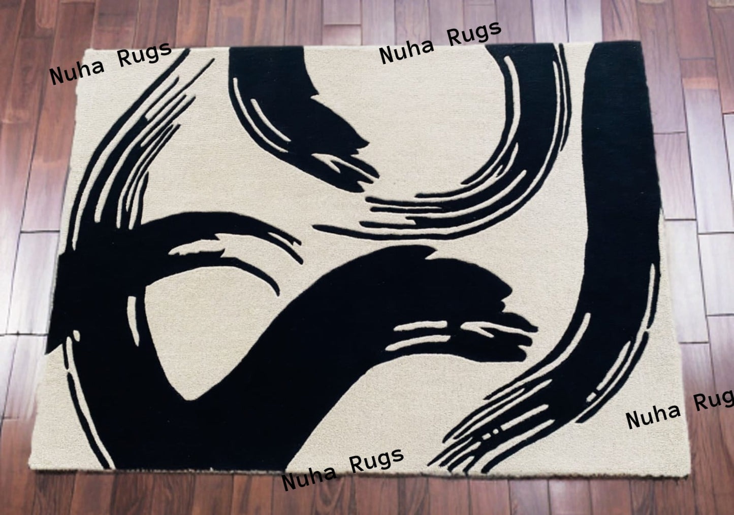 Cream black Rug Nuha Rugs