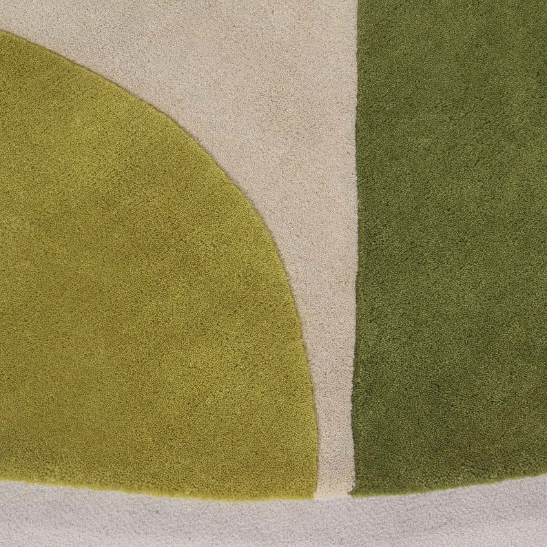 Leaf Green Round Rug Nuha Rugs