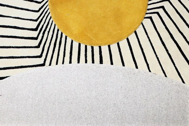 White Yellow Round Rug Nuha Rugs