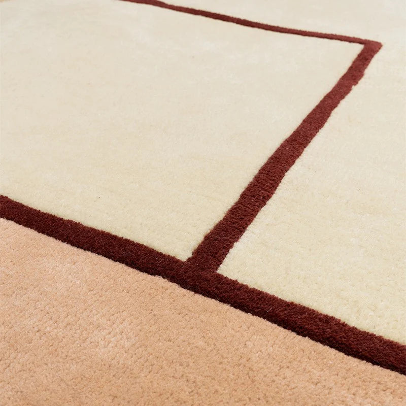 Modern Beige and Brown Geometric Area Rug – Contemporary Abstract Minimalist Carpet for Living Room, Bedroom & Home Décor