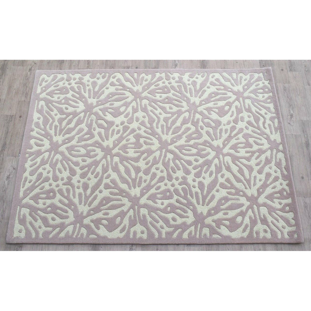 Elegant Hand-Tufted Pink & White Wool Rug – Modern Floral Pattern Carpet for Living Room, Bedroom & Home Décor