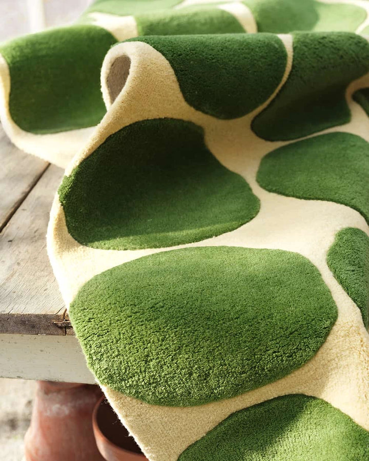 Hand Tufted Green Polka Dot Rug, Modern Scandinavian Area Rug, Abstract Wool Carpet, Minimalist Living Room Rug, Contemporary Bedroom Rug, Handmade Accent Rug, Custom Size