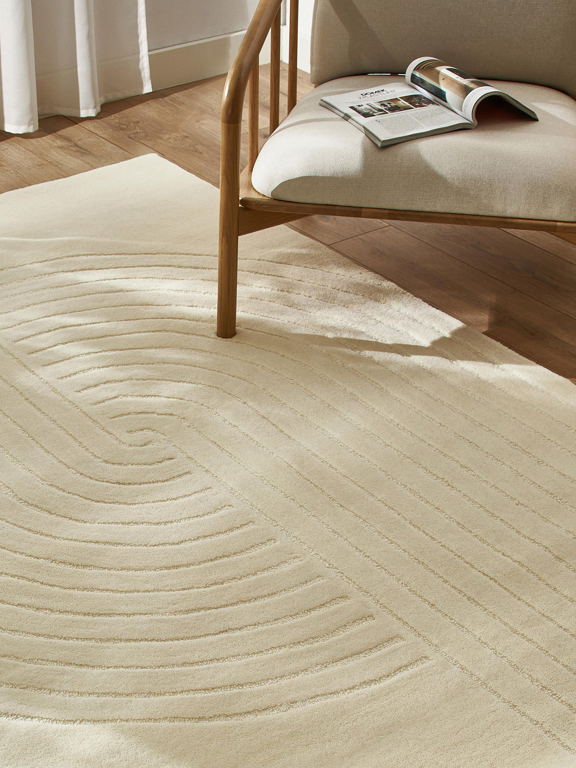 Modern Cream Hand-Tufted Area Rug – Minimalist Geometric Design Carpet for Living Room, Bedroom & Home Décor