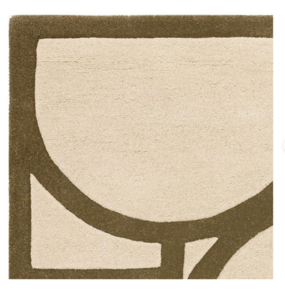 Modern Beige Hand-Tufted Wool Rug with Geometric Pattern – Luxury Area Carpet for Living Room & Bedroom
