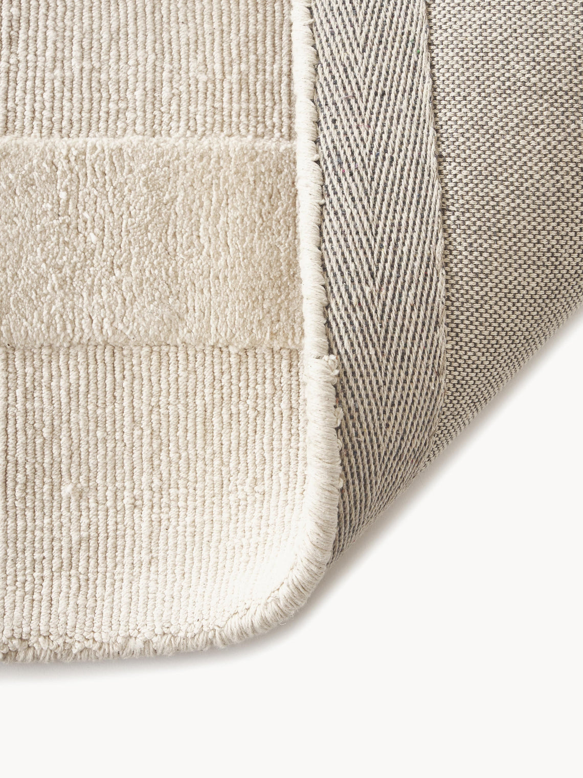 Luxury Cream White Area Rug – Minimalist Modern Carpet with Textured Border for Living Room, Bedroom, or Office