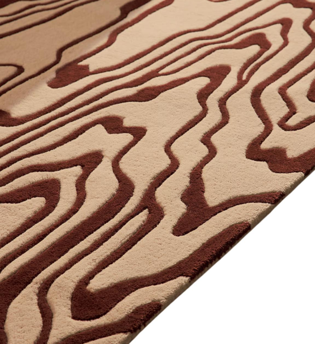 Modern Beige & Brown Abstract Wave Pattern Area Rug – Contemporary Artistic Carpet for Living Room, Bedroom & Home Décor