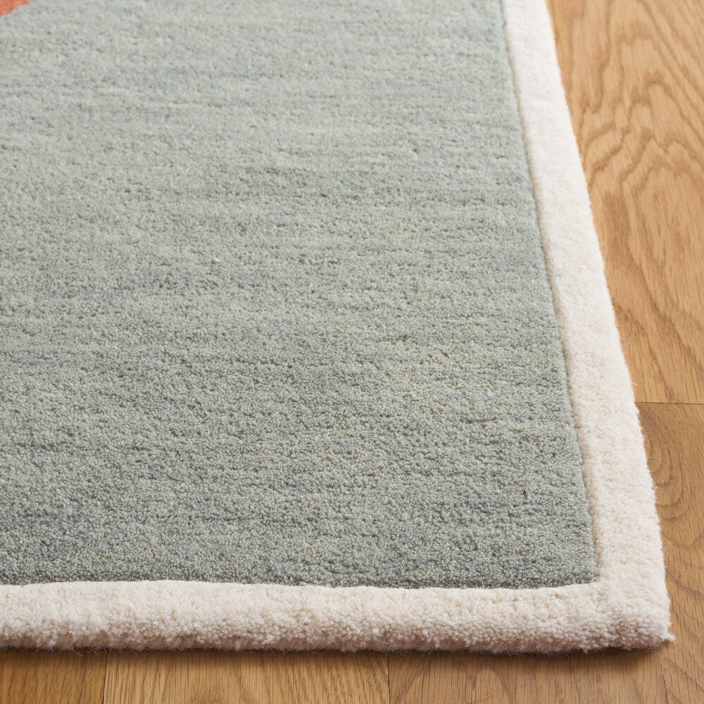 Modern Grey and Terracotta Abstract Area Rug – Minimalist Geometric Pattern Carpet for Living Room, Bedroom & Contemporary Home Decor