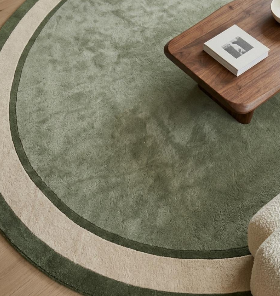Hand Tufted Round Green Area Rug, Modern Minimalist Wool Rug, Scandinavian Living Room Carpet, Sage Green Circle Rug, Contemporary Handmade Floor Rug, Luxury Home Decor