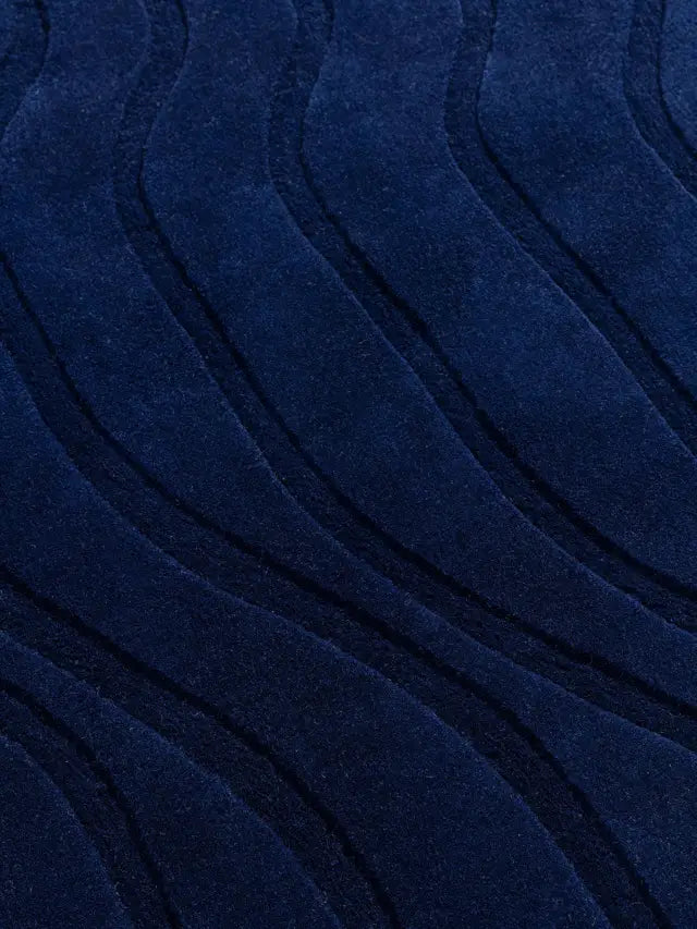 Modern Navy Blue Wave Pattern Area Rug – Luxury Contemporary Carpet for Living Room, Bedroom & Office Décor