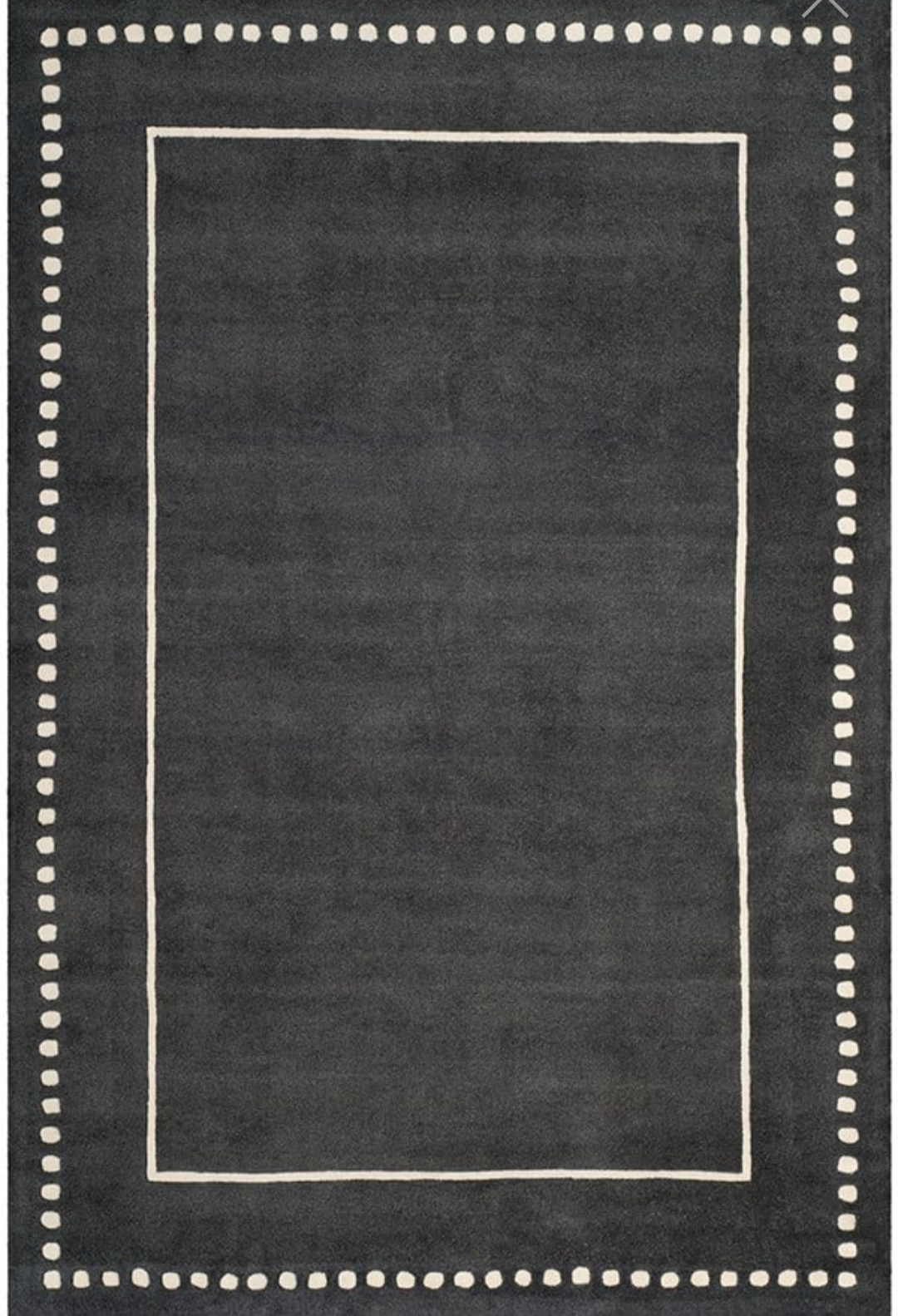 Modern Charcoal Gray Wool Area Rug with White Border – Handwoven Minimalist Geometric Carpet for Living Room, Bedroom & Office Décor
