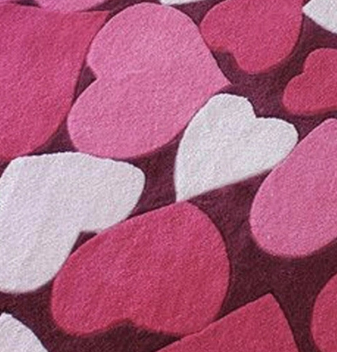 Cute Heart Shaped Carpet Rug | Pink & White Love Design | Soft Bedroom Mat for Girls & Kids Room