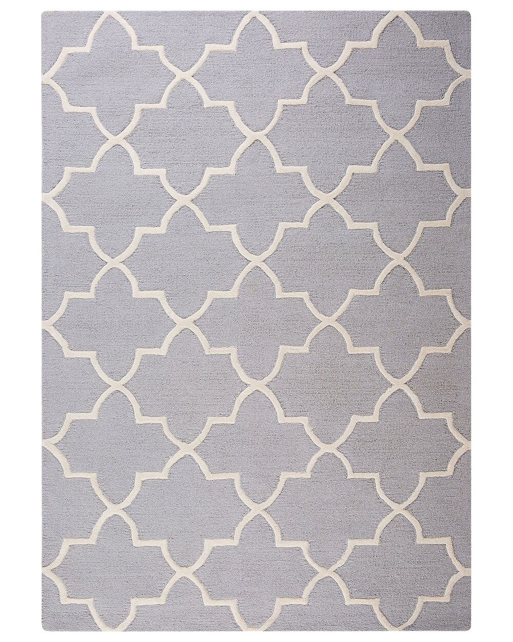Moroccan Trellis Pattern Area Rug – Hand-Tufted Wool Light Grey & Ivory Modern Carpet for Living Room, Bedroom, Office & Home Interior Decor