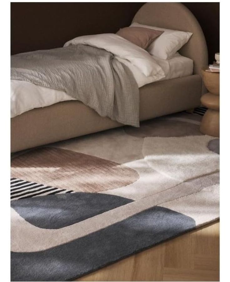 Modern Abstract Tufted Rug with Geometric and Textured Elements Nuha Rugs