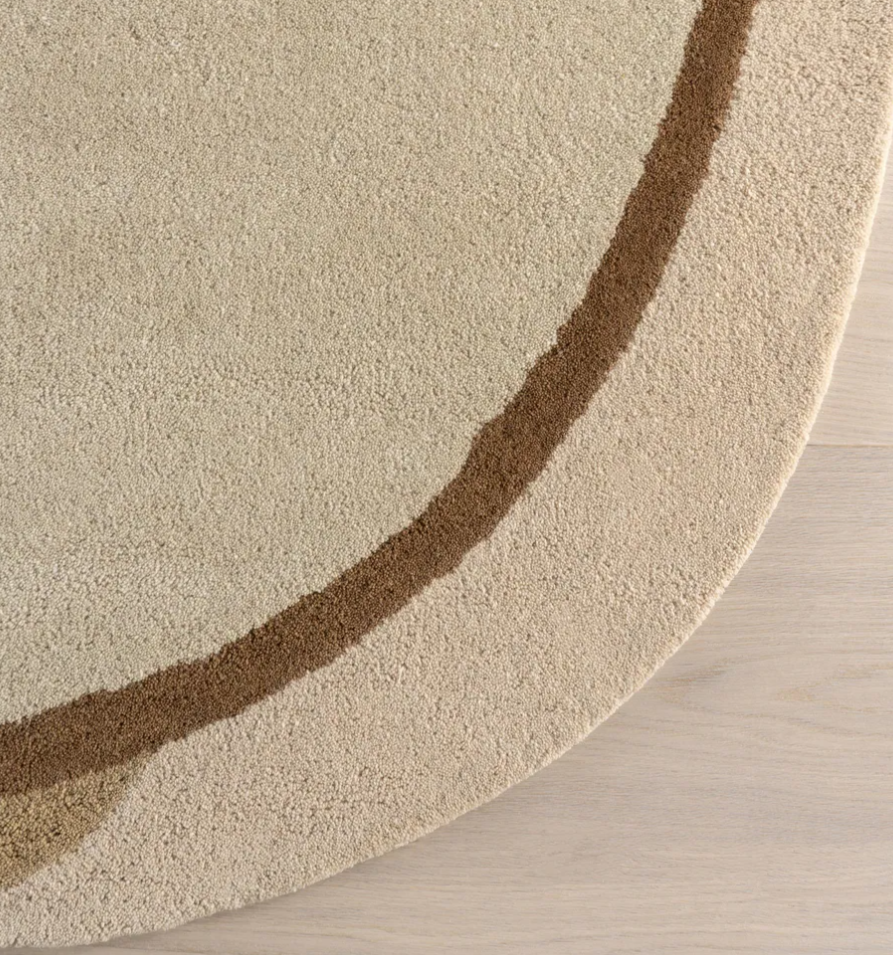 Modern Irregular Shape Rug – Hand-Tufted Beige & Brown Abstract Carpet for Living Room, Bedroom & Office Decor