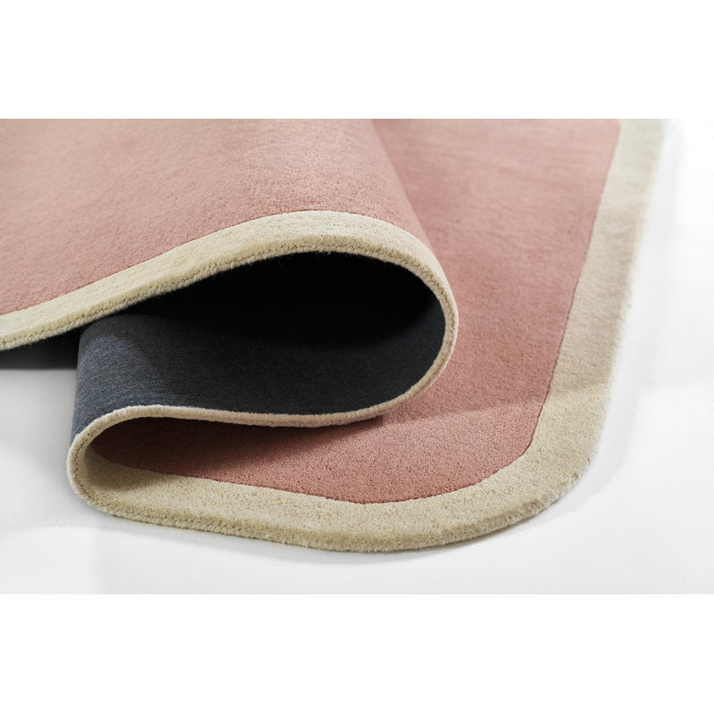 Blush Pink Minimalist Area Rug with Cream Border – Soft Modern Hand-Tufted Carpet for Living Room, Bedroom & Office Décor
