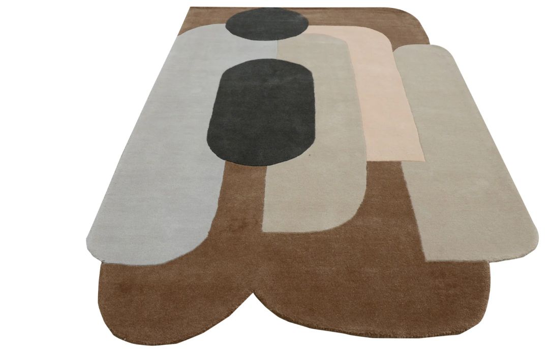 Modern Abstract Geometric Wool Rug – Earthy Tones & Organic Shapes Nuha Rugs