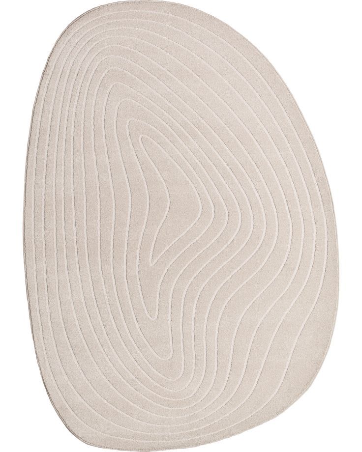 Modern Beige Abstract Oval Area Rug – Minimalist Contour Line Design, Soft Plush Carpet for Living Room, Bedroom & Contemporary Home Décor
