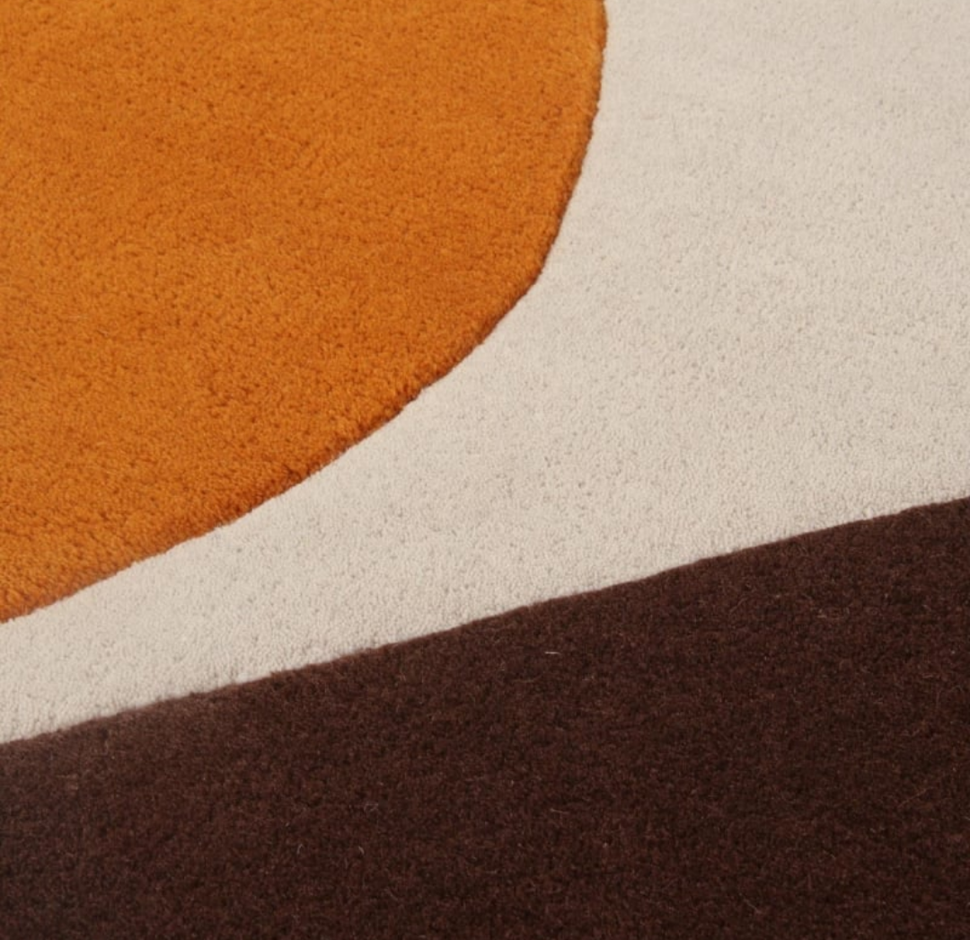 Modern Round Abstract Rug – Hand-Tufted Wool Carpet with Geometric Design | Custom Size Area Rug for Living Room & Bedroom Décor
