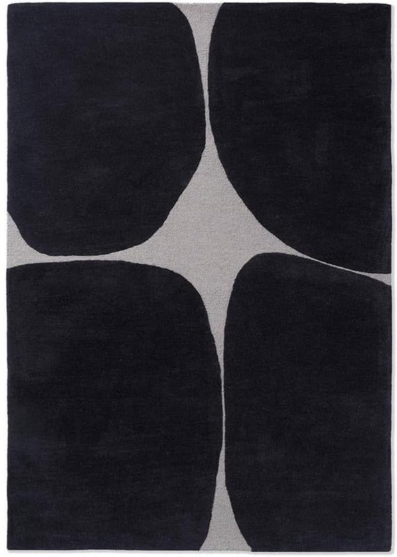 Black and Grey Abstract Modern Rug – Bold Geometric Contemporary Carpet for Living Room, Bedroom & Office Décor