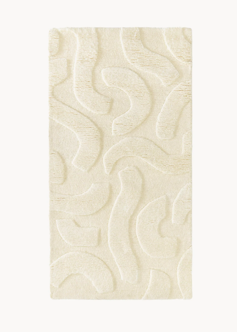 Modern Cream Textured Area Rug – Minimalist Soft Carpet for Living Room & Bedroom | Neutral Scandinavian Home Decor