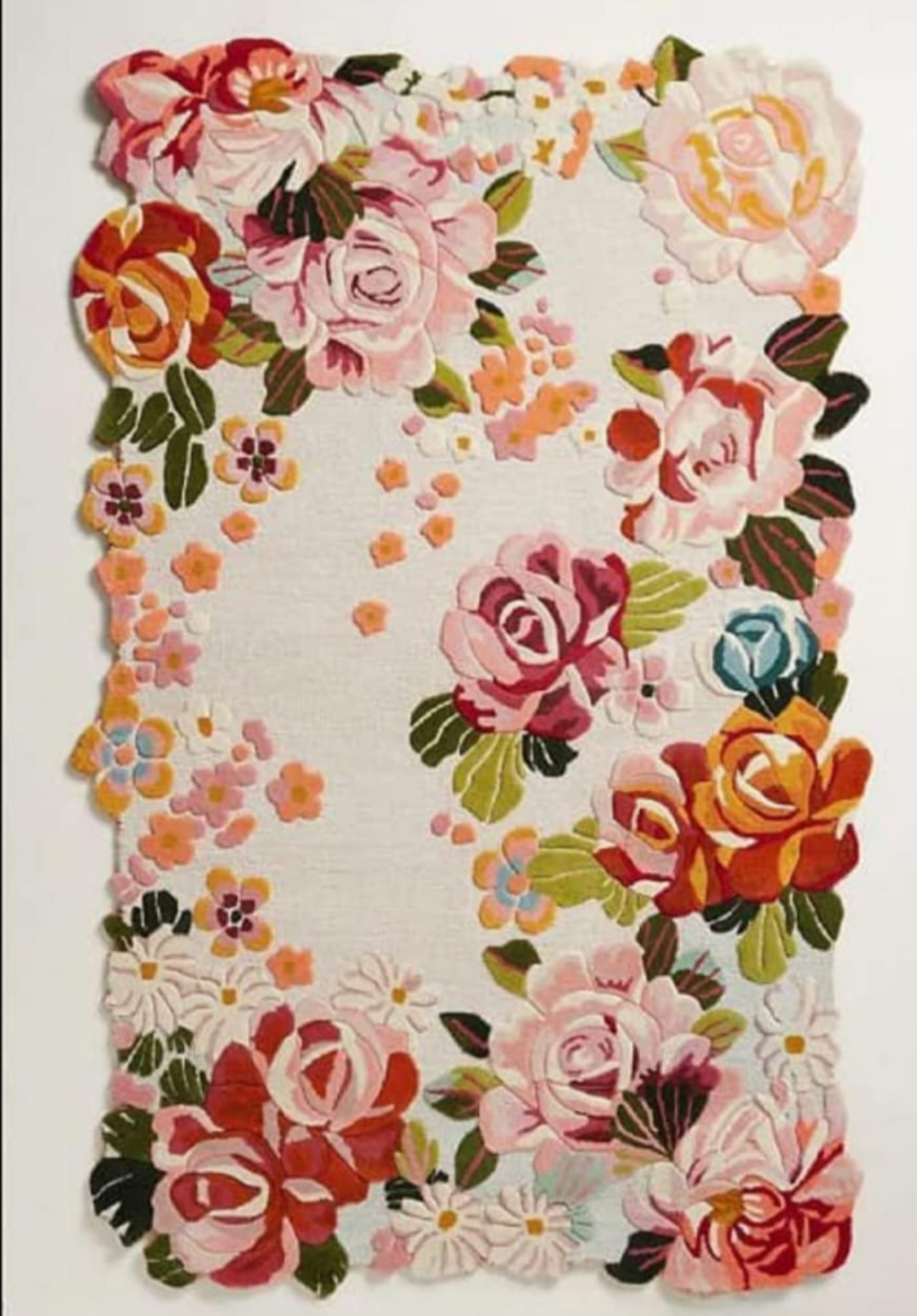 Hand Tufted Floral Scalloped Rug – Handmade Wool Area Rug for Living Room, Bedroom & Modern Home Décor