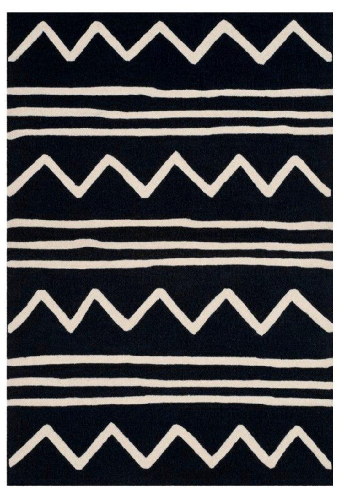 Modern Black and White Geometric Zigzag Area Rug – Bold Minimalist Design Carpet for Living Room, Bedroom & Office Decor