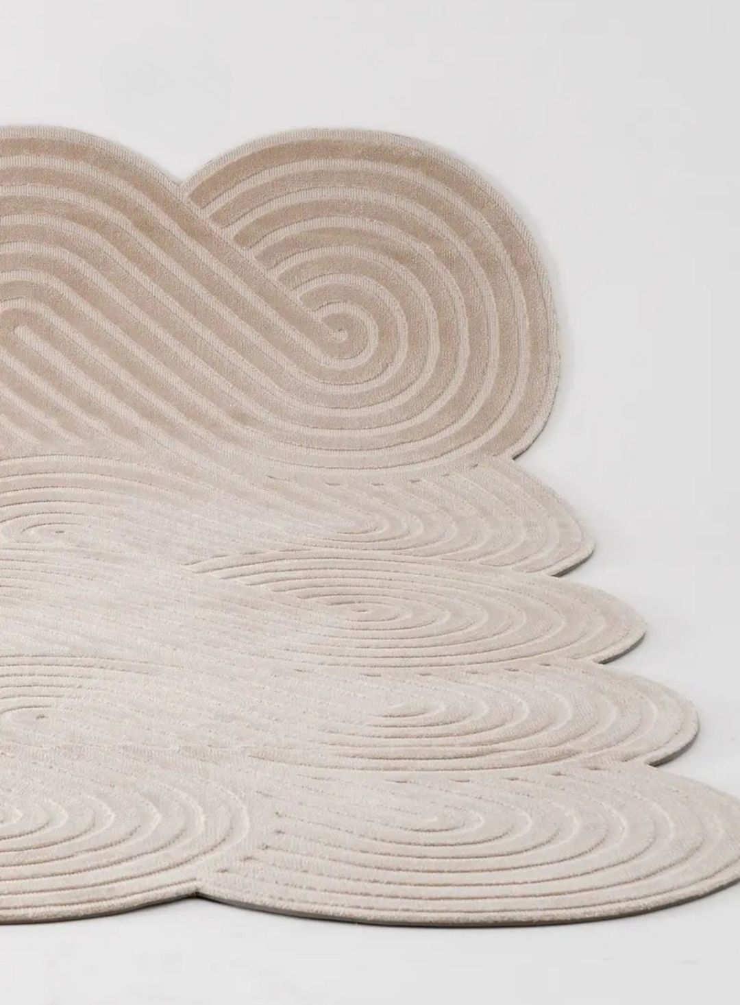 Modern Beige Cloud Shape Rug – Hand-Tufted Soft Wool Carpet | Wavy Minimalist Area Rug for Living Room, Bedroom, Nursery