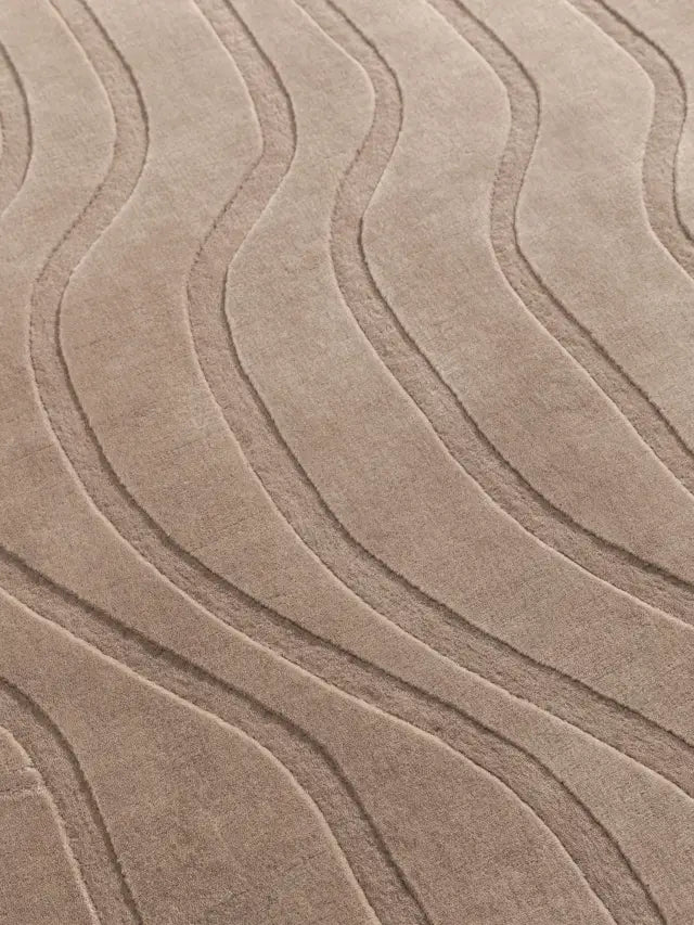 Contemporary Taupe Wave Design Area Rug – Modern Neutral Carpet for Living Room, Bedroom & Office Décor