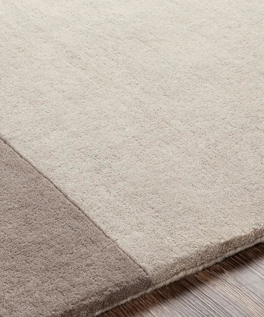 Modern Abstract Area Rug – Neutral Beige & Gray Geometric Carpet with Black Accents for Living Room & Bedroom Decor