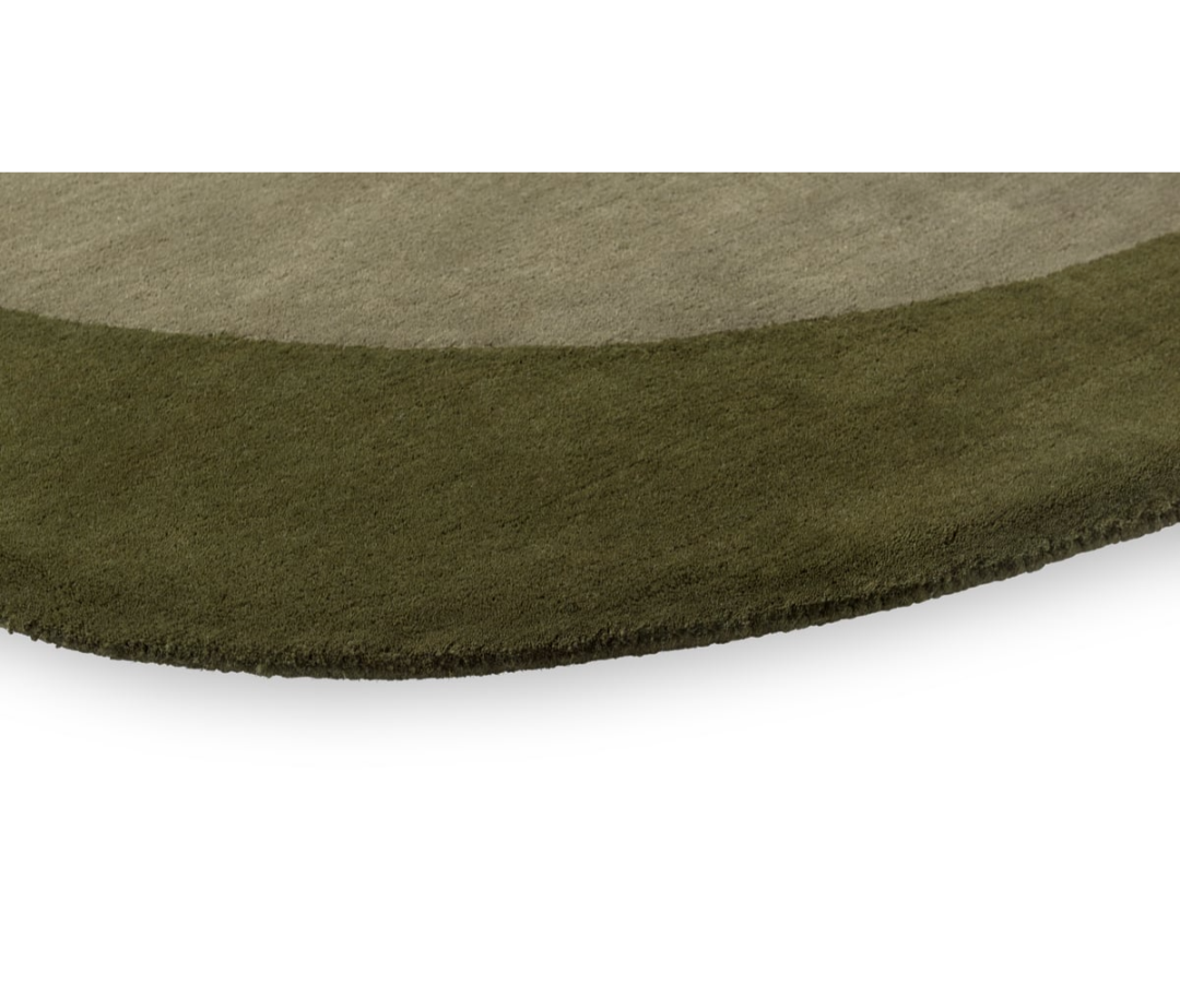 Organic Modern Overlapping Shapes Area Rug – Earthy Green & Brown Abstract Design for Contemporary Living Spaces