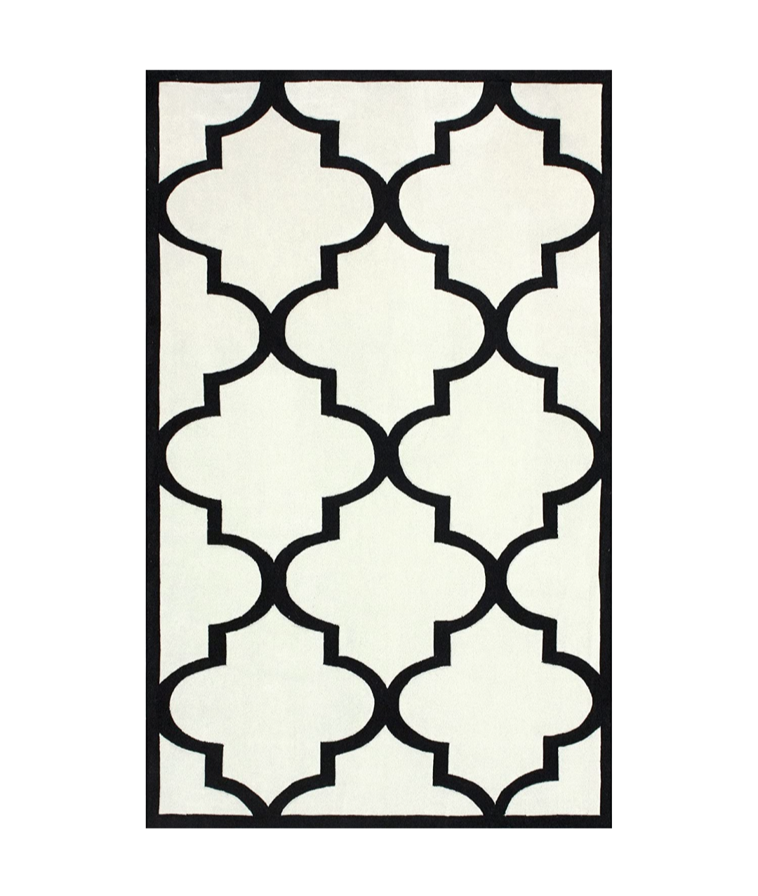 Modern Black and White Moroccan Trellis Area Rug – Geometric Pattern Carpet for Living Room, Bedroom, or Office Decor