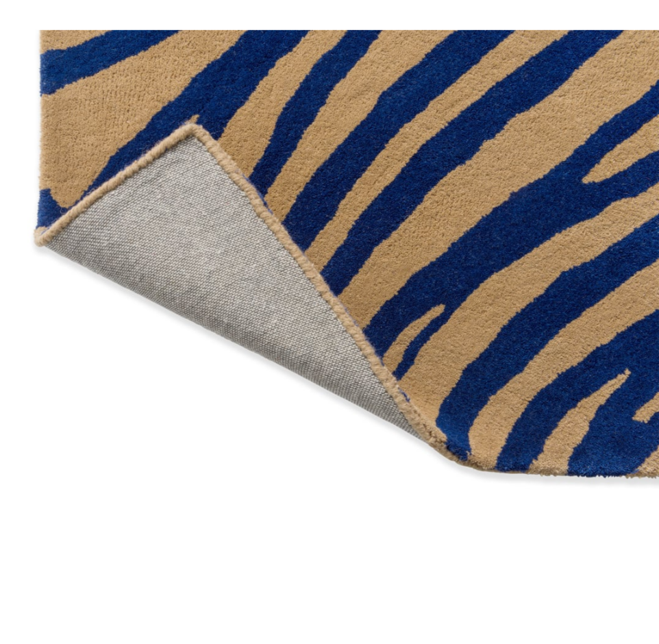 Modern Blue & Beige Abstract Wave Pattern Area Rug – Bold Hand-Tufted Wool Carpet for Living Room, Bedroom & Office Decor