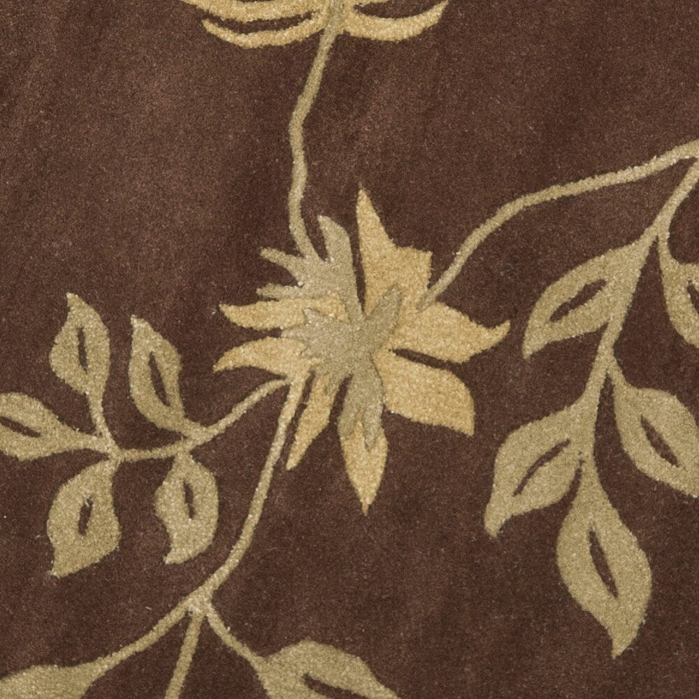 Brown Floral Area Rug – Elegant Botanical Leaf Pattern in Beige & White – Soft Hand-Tufted Carpet for Living Room, Bedroom & Modern Home Décor